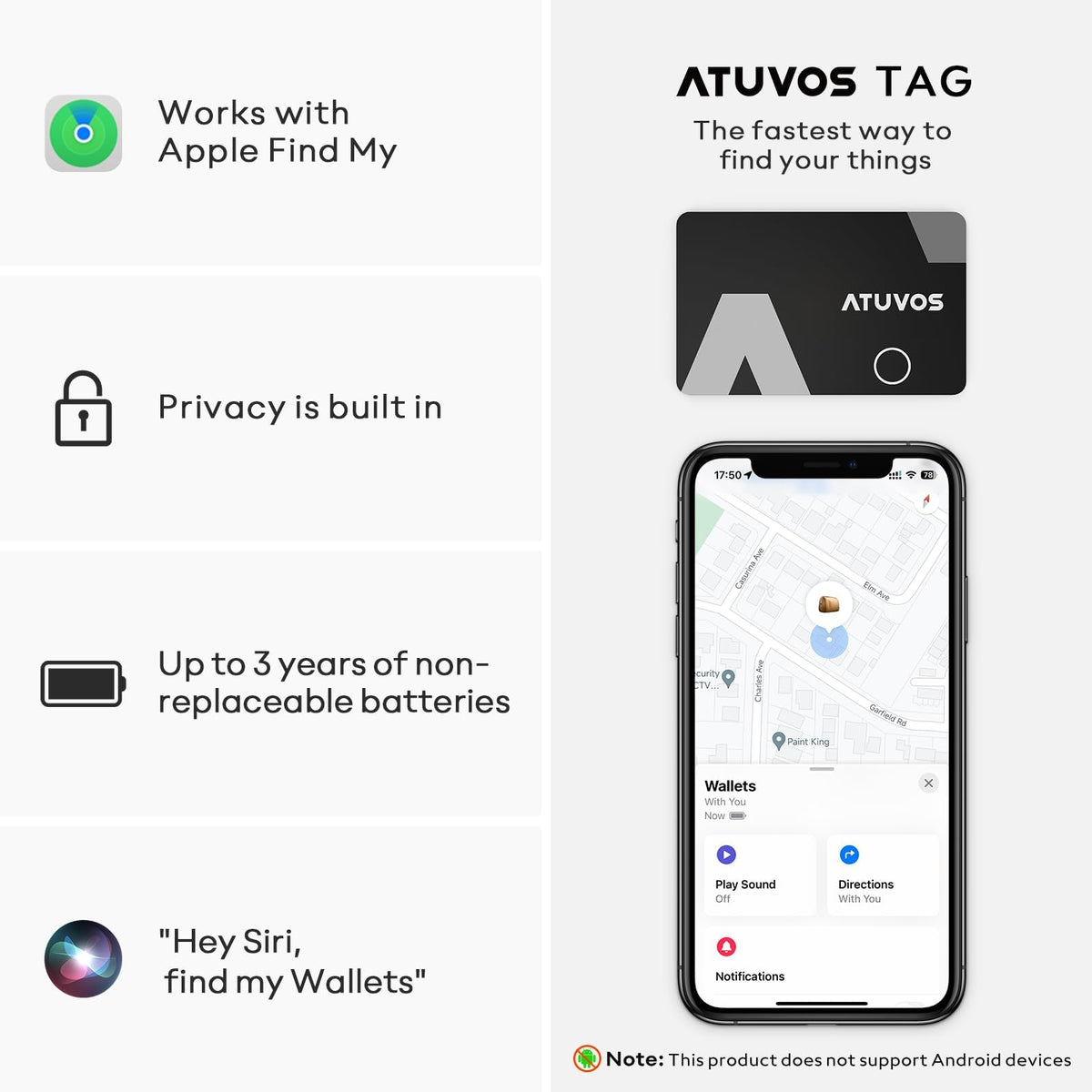 ATUVOS wallet tracker card built-in speaker emits a loud ring for easy finding.