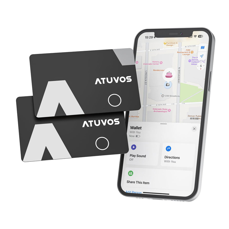 ATUVOS wallet tracker card ultra-thin 1.6mm helps secure essentials.