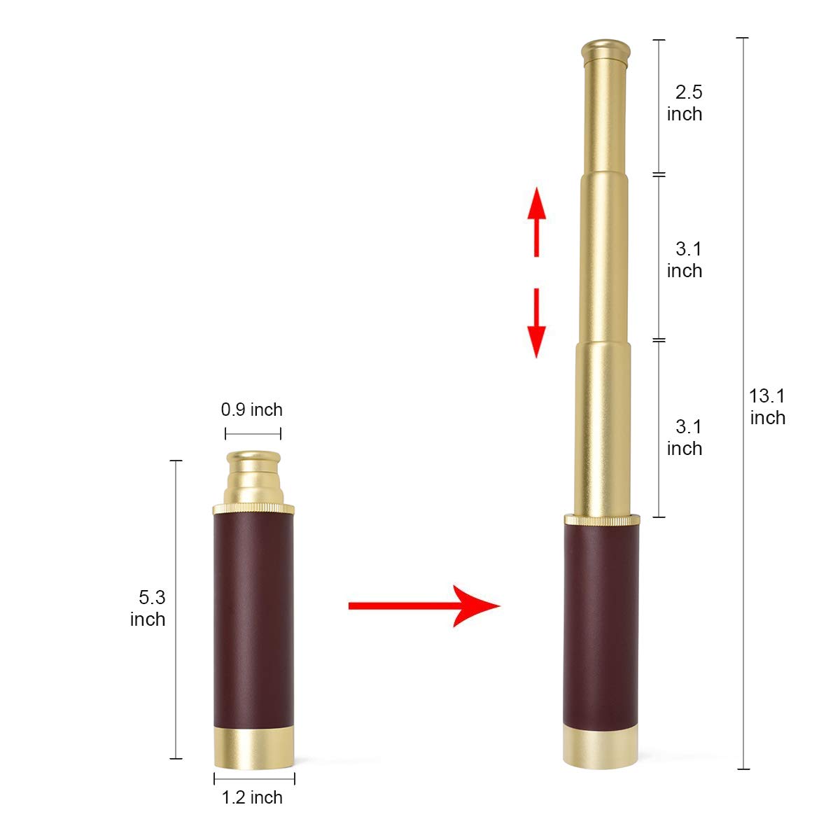 Aubric brass telescope waterproof design for light rain use