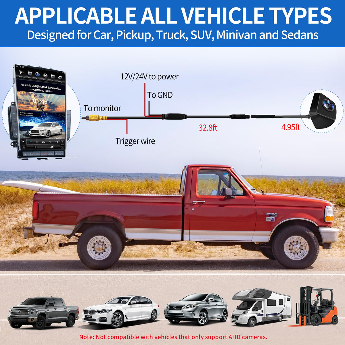 AUCARAUTO IP69K waterproof camera protects against rain and splashes.
