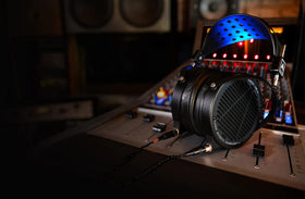 Audeze LCD-X cable-assembly with 4-pin XLR and adapters for versatile connectivity.