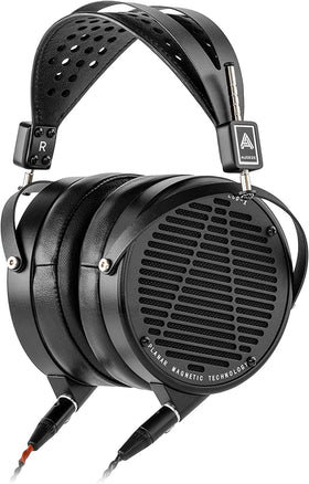 Audeze LCD-X front view; sleek black finish designed for studio reference listening.
