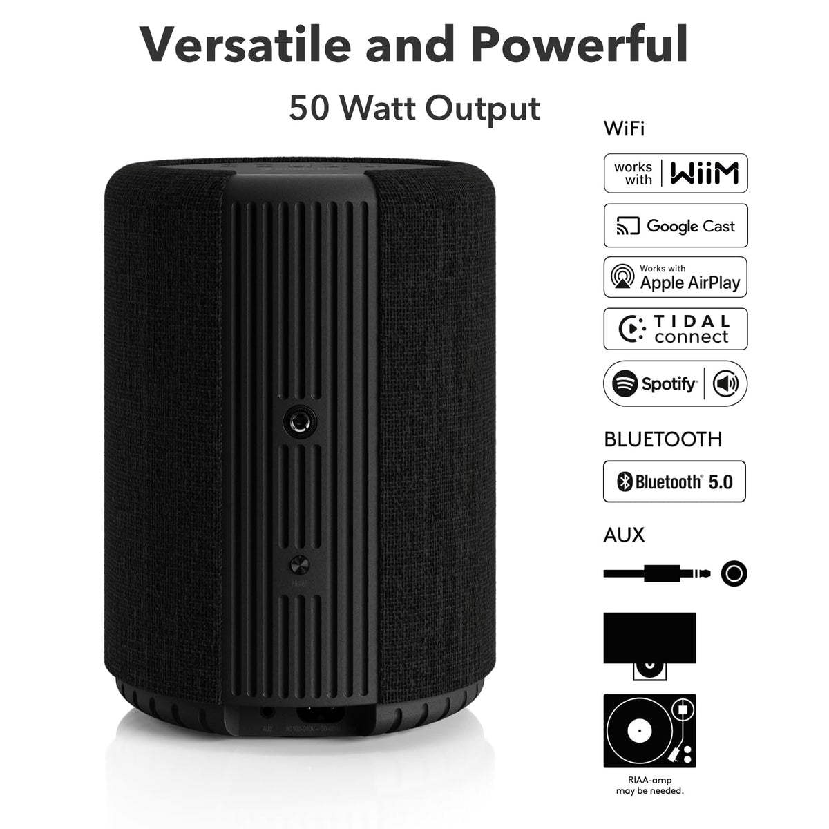Audio Pro A10MKII WiiM Edition top angle highlights control layout and connectivity.