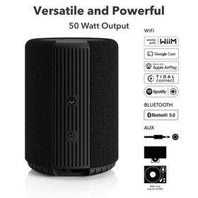 Audio Pro A10MKII WiiM Edition top angle highlights control layout and connectivity.