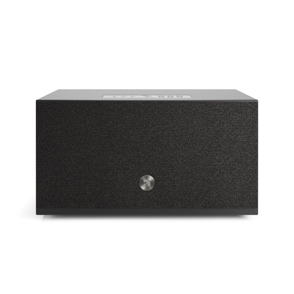 Audio Pro C10 MKII WiiM Edition front view with sleek cabinet for immersive living-room listening.