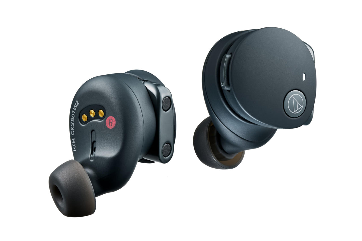Customizable multifunction button on ATH-CKS50TW2BK for playback and calls control.