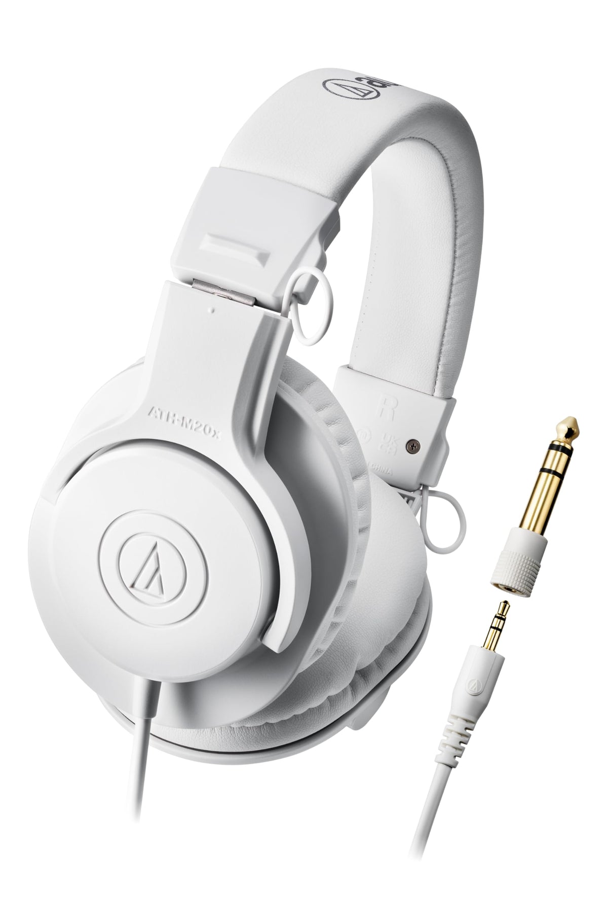 Audio-Technica ATH-M20xWH front view with a sleek white finish for studio use.