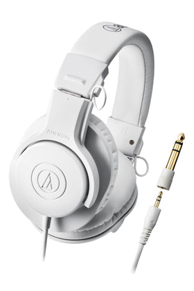 Audio-Technica ATH-M20xWH front view with a sleek white finish for studio use.