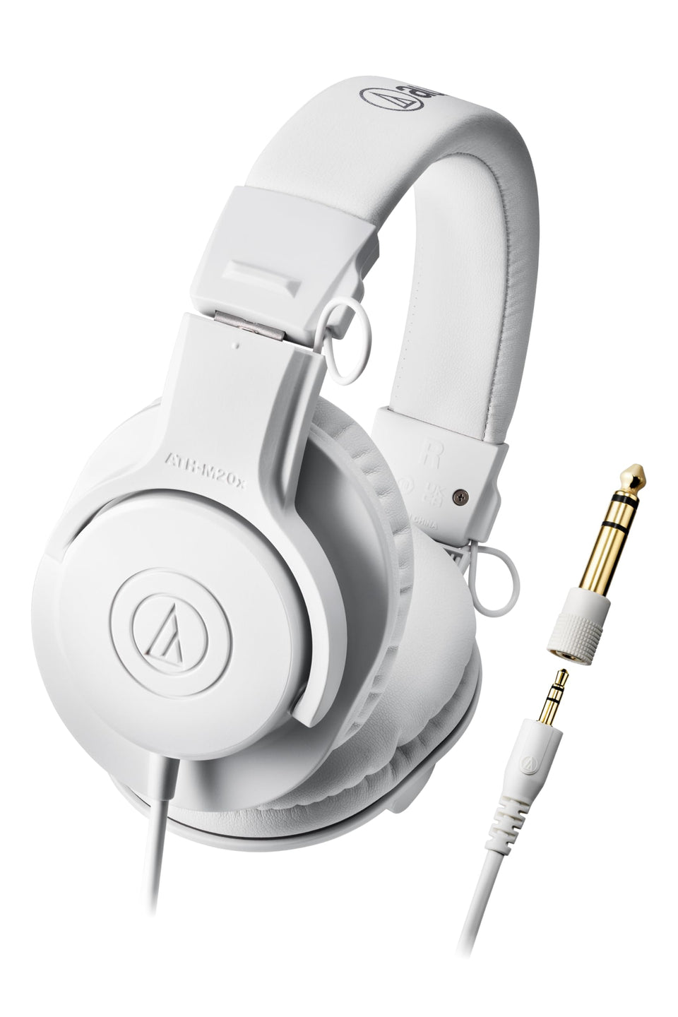 Audio-Technica ATH-M20xWH front view with a sleek white finish for studio use.