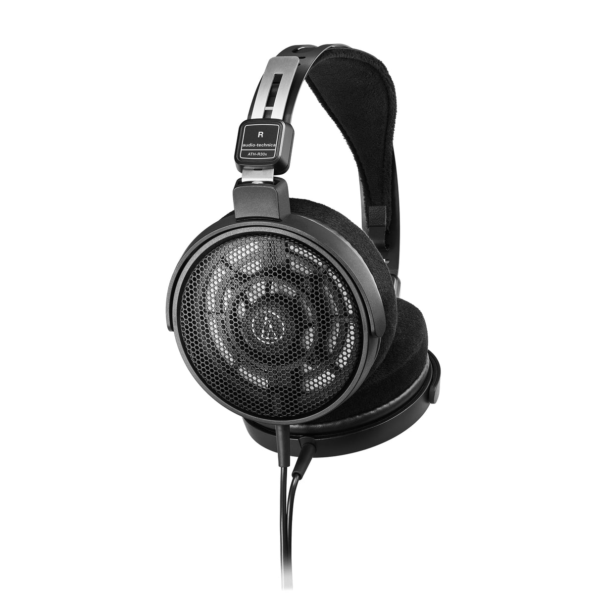 Audio-Technica ATH-R30X ear padding close-up highlighting plush comfort during extended use.