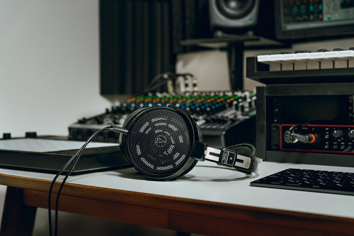 Audio-Technica ATH-R30X on-desk studio setup ready for mixing and mastering tasks.