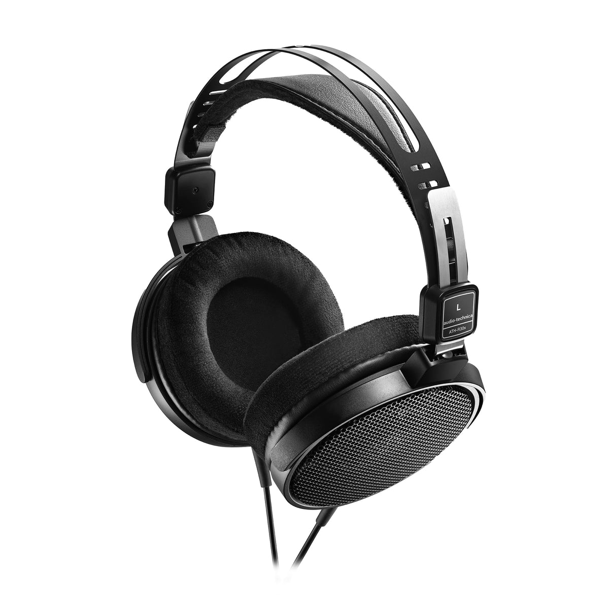 Audio-Technica ATH-R30X open-back cups close-up for natural, spacious studio listening.
