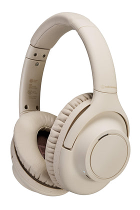 Audio-Technica ATH-S300BTBG beige over-ear headphones for immersive wireless listening.