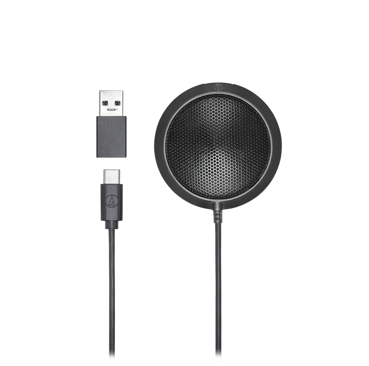 Audio-Technica ATR4697-USB close-up of top capsule highlighting omnidirectional pickup and clarity benefit