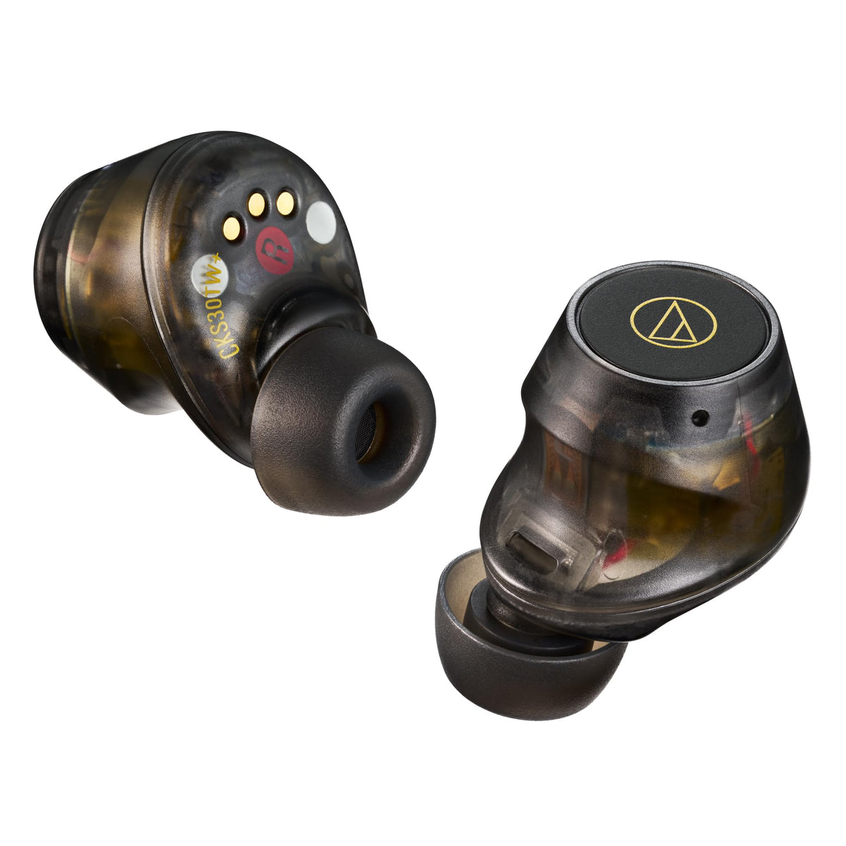 Audio-Technica ATH-CKS30TW+ earbuds worn in-ear for secure comfort