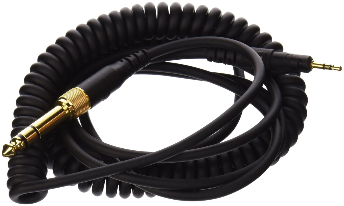 Audio-Technica HP-CC replacement coiled cable for ATH-M40x/M50x with 1/4 inch adapter for studio use