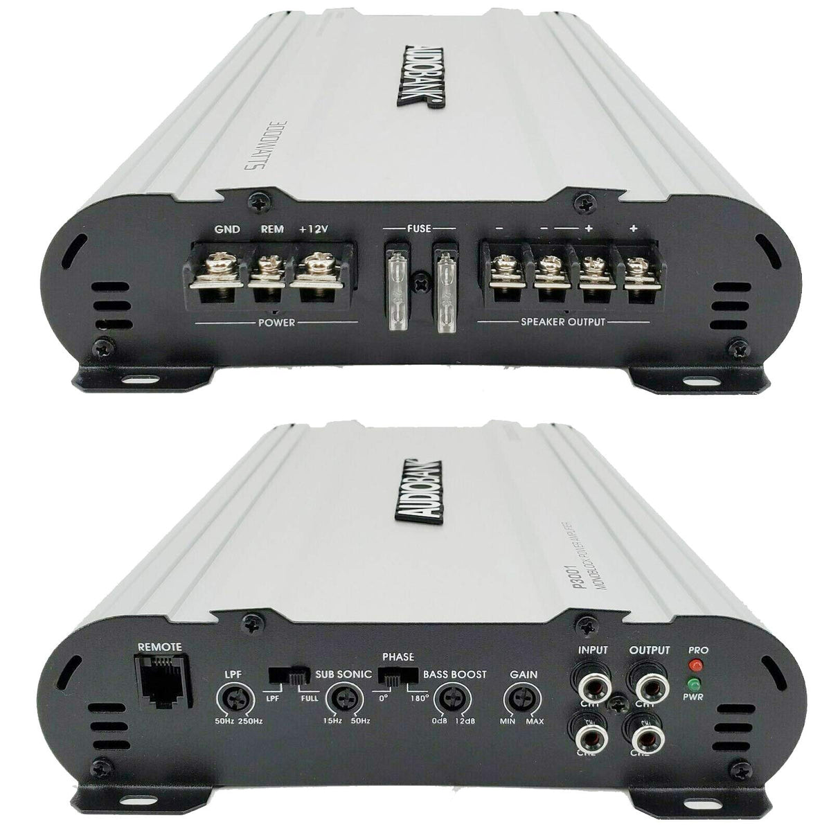 Audiobank 2 ohm stable operation label demonstrating compatibility