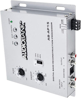 Audiobank AP15 lighted restoration display indicating bass processing level for easy tuning