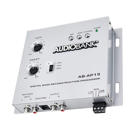 Audiobank lighted frequency display indicating restoration activity and settings