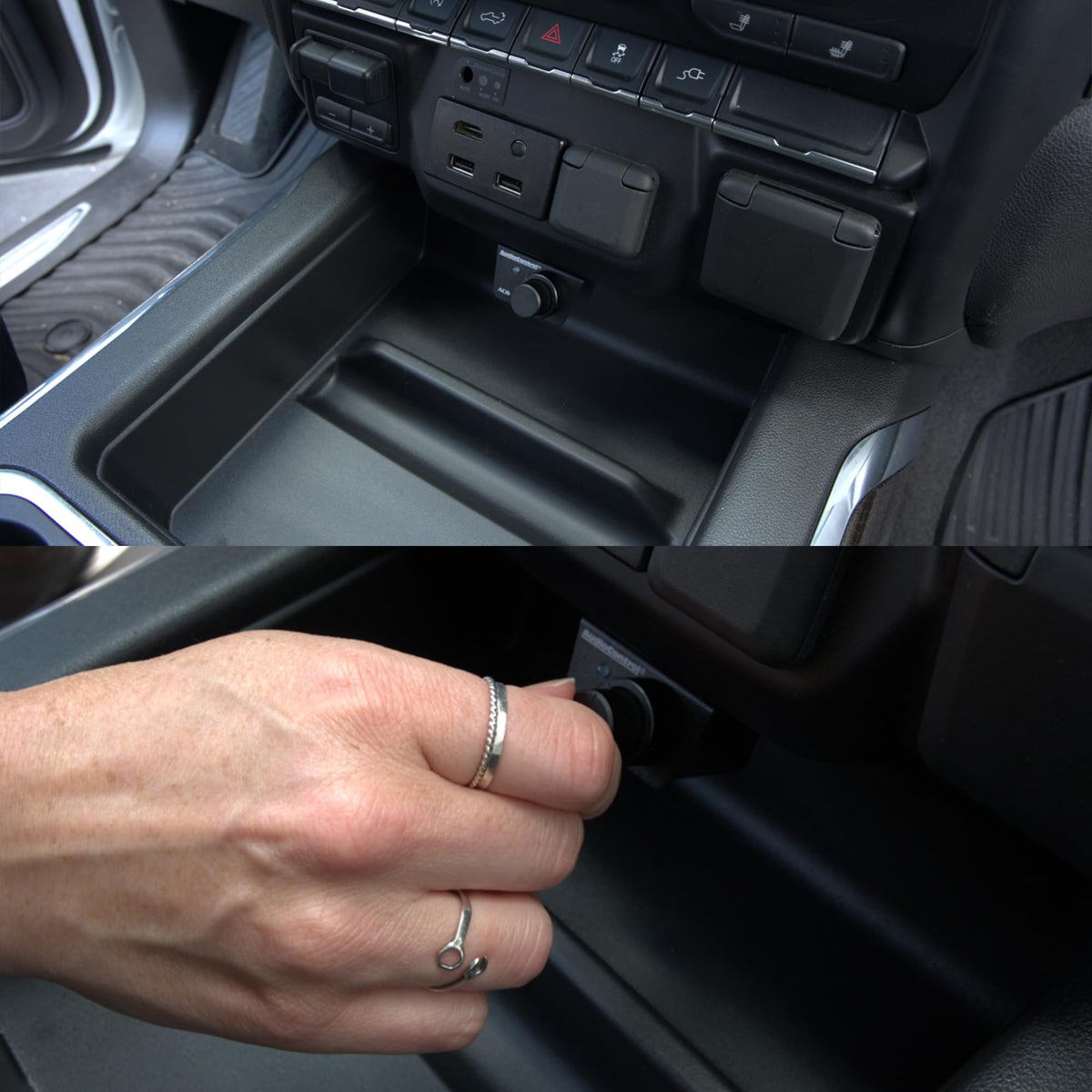 AudioControl ACR-1 flush mounted in console giving a clean, factory-like appearance