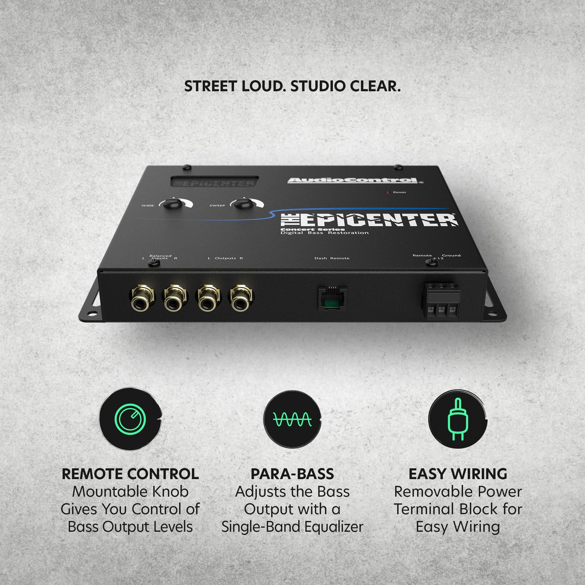 AudioControl EPICENTER compact chassis saves space while boosting sound impact