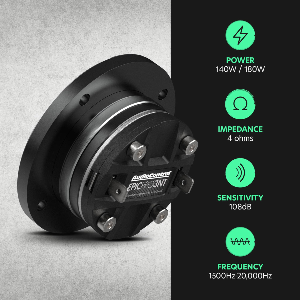 AudioControl EPICPRO3NT magnet and rear detail showing efficient neodymium power
