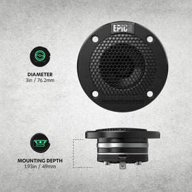 AudioControl EPICPRO3NT close-up phase cap showing improved dispersion benefit