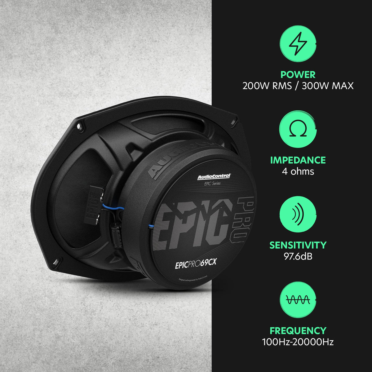 EpicPRO69CX pressed-paper cone yields smooth midbass texture.