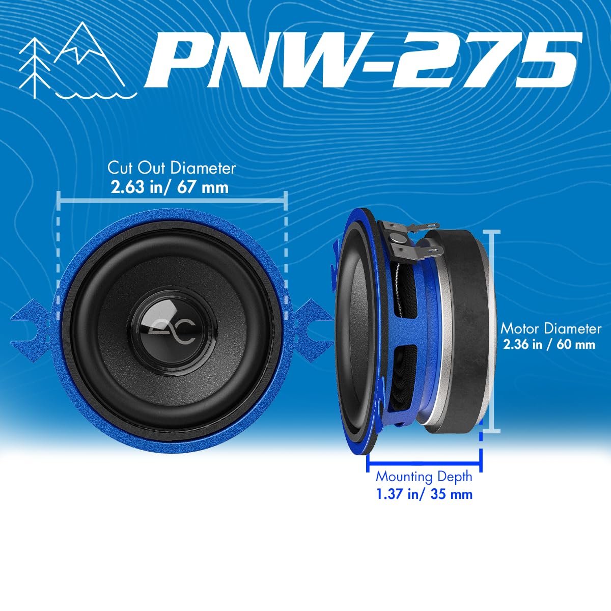 AudioControl PNW Series midrange pair in dash setup delivering crisp sound