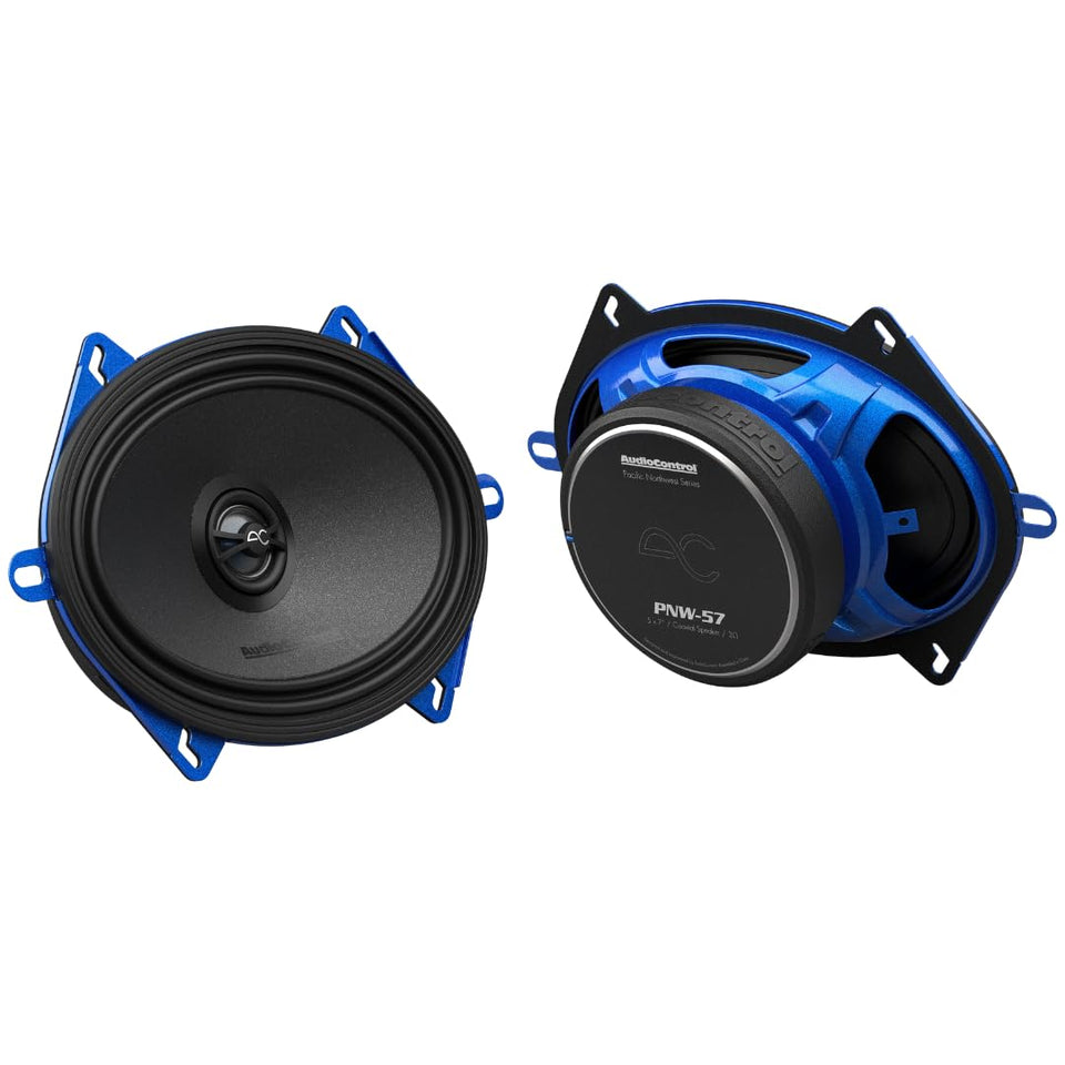 AudioControl PNW 5x7 front-door coaxial with clear midrange and OEM fit.