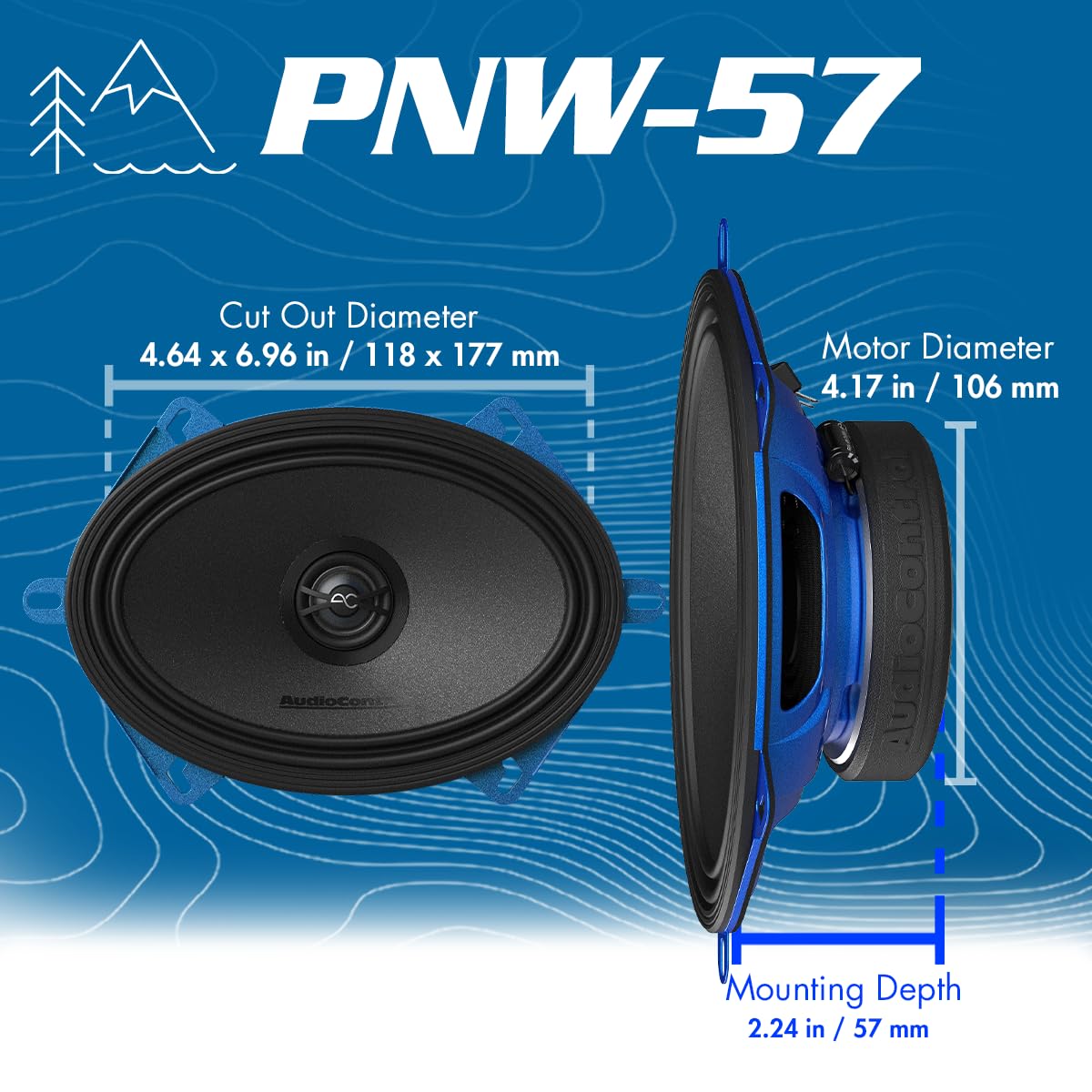 AudioControl PNW 5x7 rear-door coaxial for balanced sound in back seats.