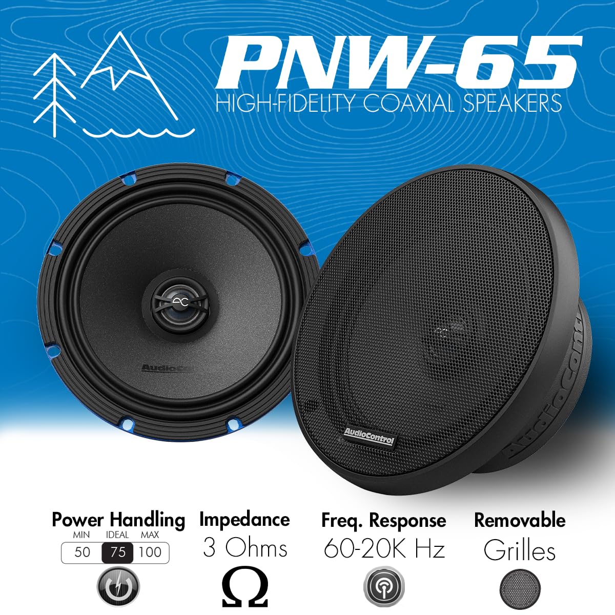 AudioControl PNW 6.5-inch coaxial side-angle shows OEM-fit versatility in vehicles.