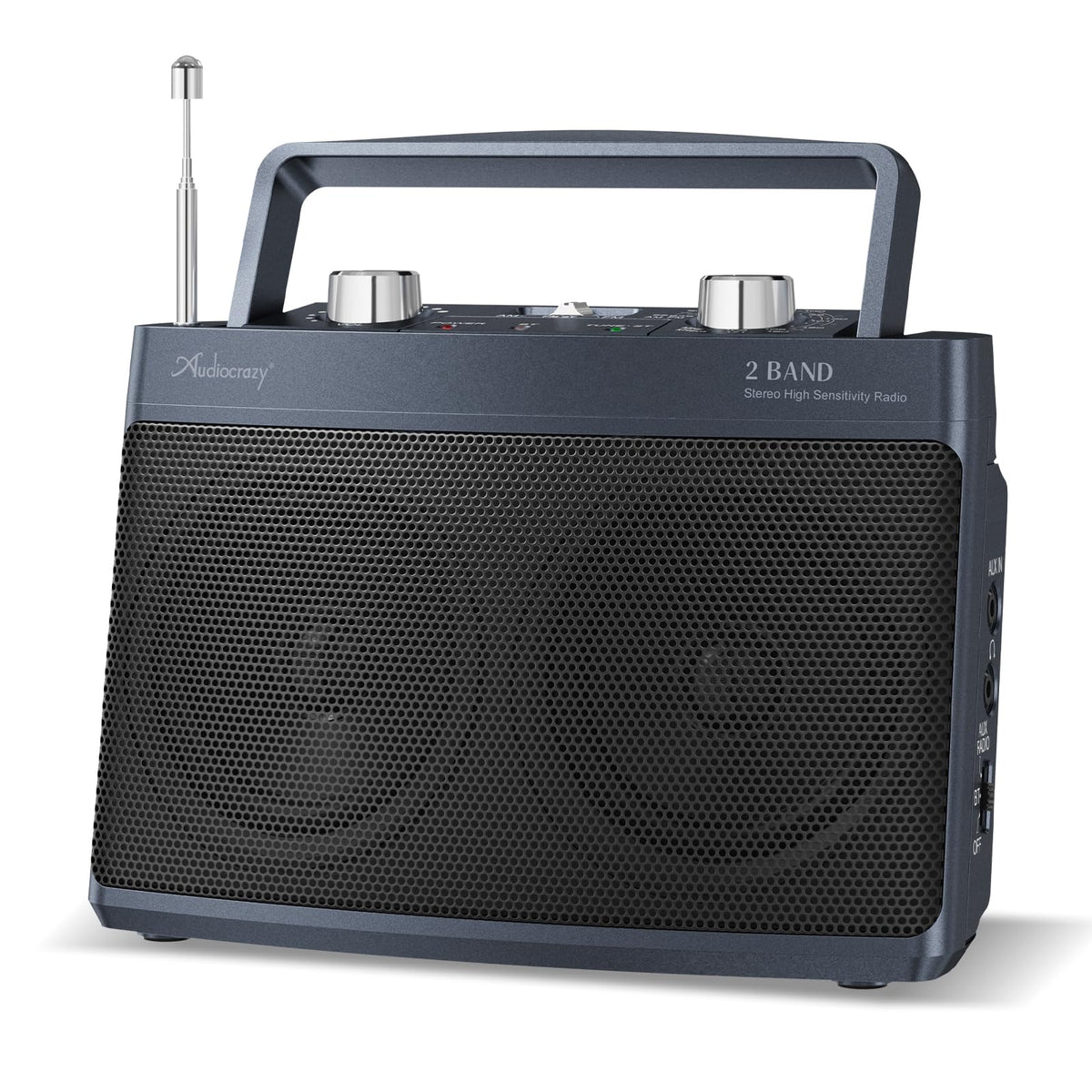 Audiocrazy AM FM radio with best reception and Bluetooth streaming for on the go listening