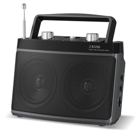 Audiocrazy AM FM portable radio front view with strong reception for reliable listening