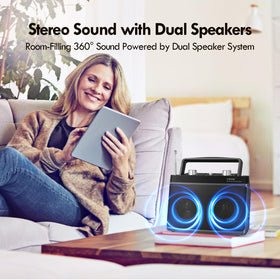 Audiocrazy handheld use demonstrating compact design for on the go listening