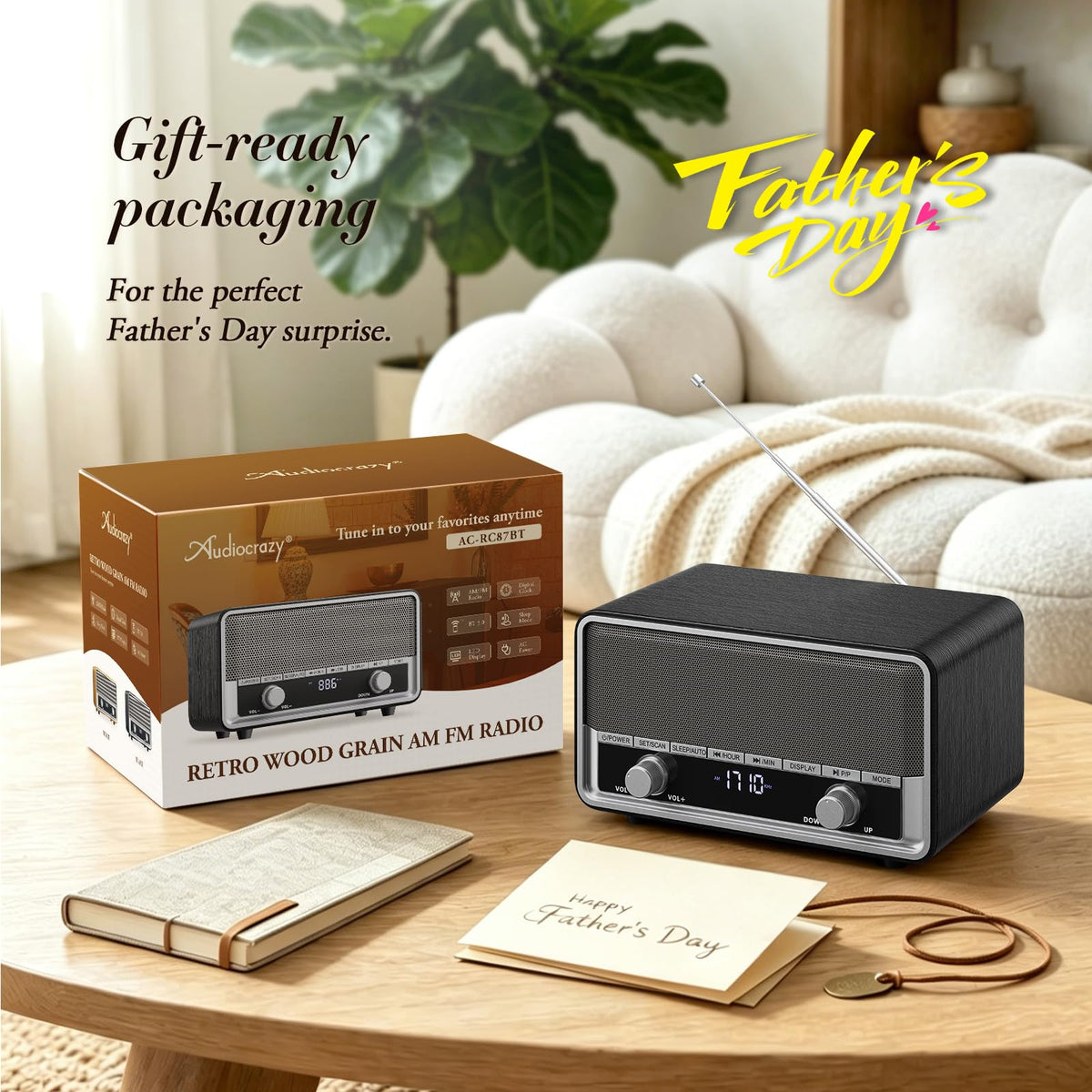 Audiocrazy paired with smartphone via Bluetooth for wireless streaming
