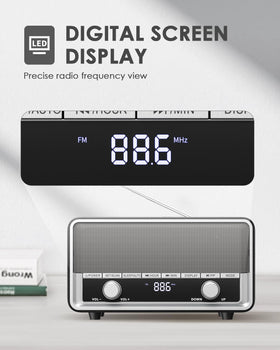 Audiocrazy clear LCD display showing time and frequency for quick reading