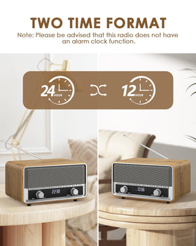 Audiocrazy LED time display close-up for easy time and station reading