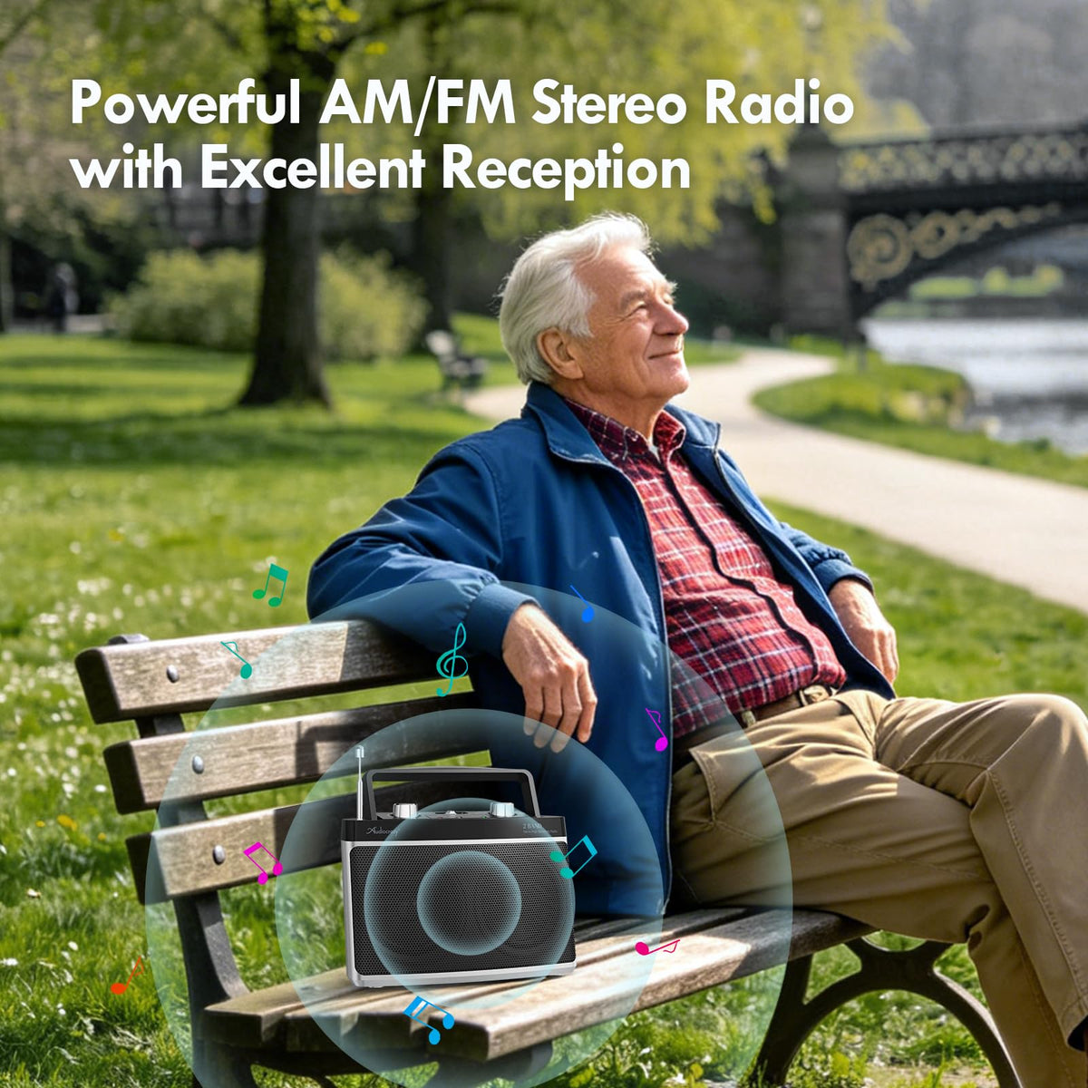 Audiocrazy radio with Bluetooth and speakers for high-quality on-the-go music.
