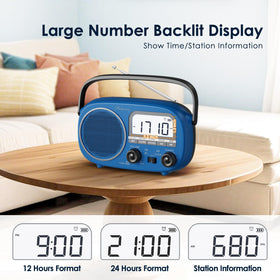 Audiocrazy portable radio 1800mAh battery for extended use.