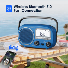 Audiocrazy portable radio built-in speaker delivering crisp sound.
