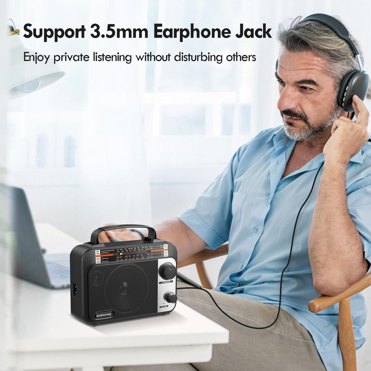 Audiocrazy portable radio compact size for travel and outdoor use