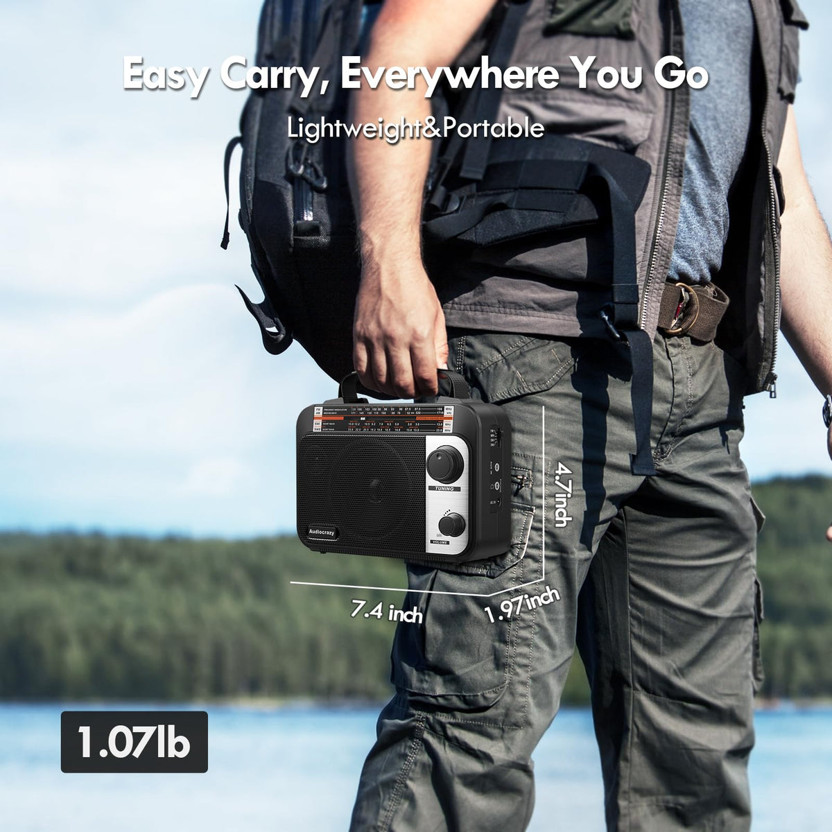 Audiocrazy rechargeable battery compartment for outdoor listening