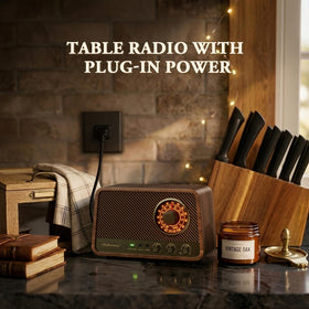 Audiocrazy size comparison with book, illustrates compact tabletop footprint