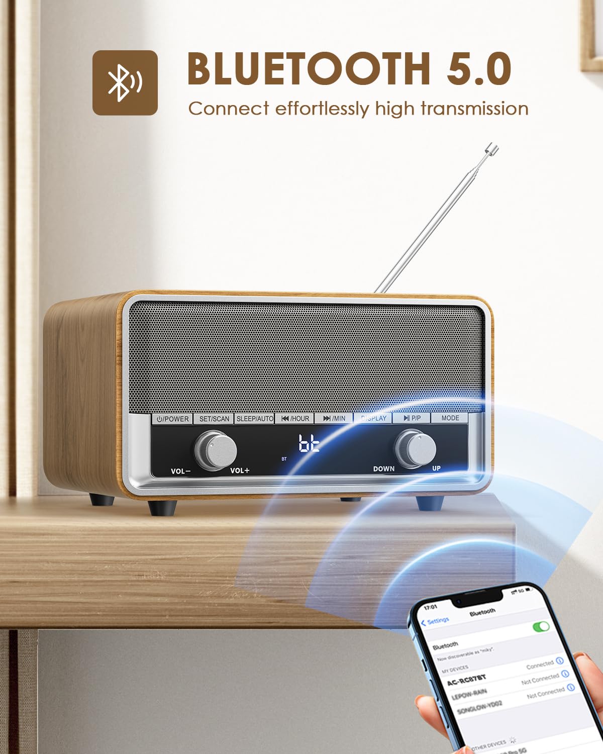 Audiocrazy side view showing large controls for simple senior-friendly operation