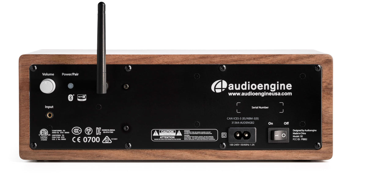 Audioengine A2+ aptX Bluetooth badge highlights high-fidelity wireless streaming