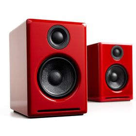 Audioengine A2+ front view ideal for compact desktop listening.