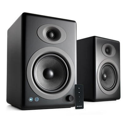 Audioengine A5+ front view delivering room-filling, high-fidelity sound.