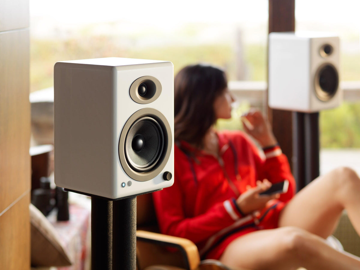 Audioengine A5+ close-up of 0.75-inch silk dome tweeter delivering clear highs