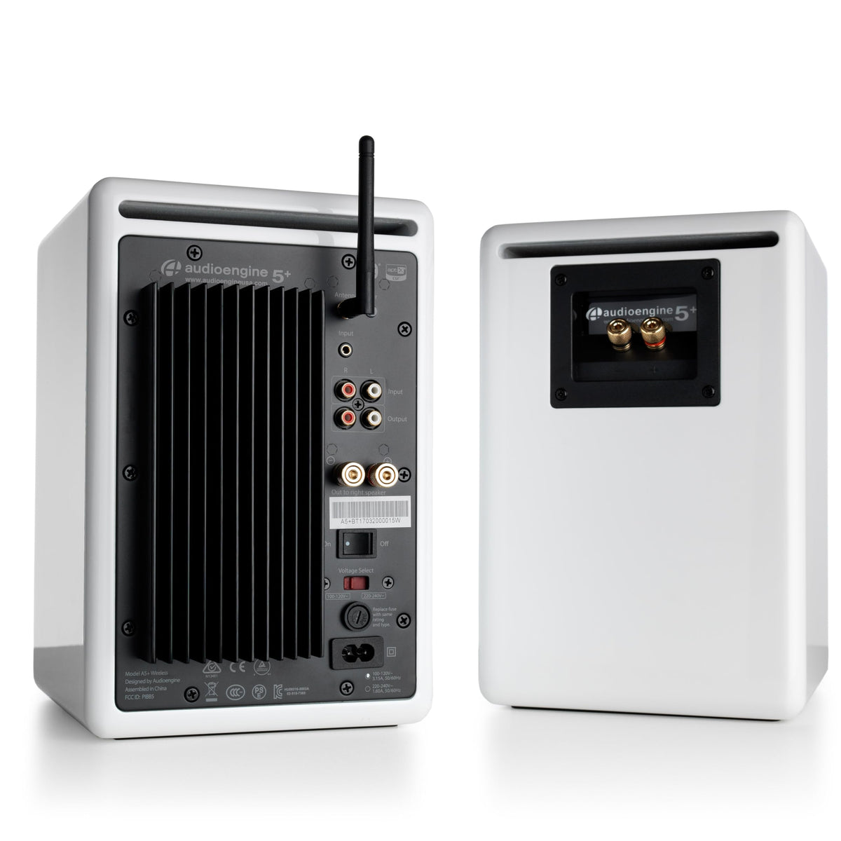 Audioengine A5+ side profile highlighting sleek cabinet and elegant silhouette